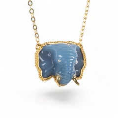 Blue Opal Elephant Necklace