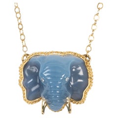 Blue Opal Elephant Necklace