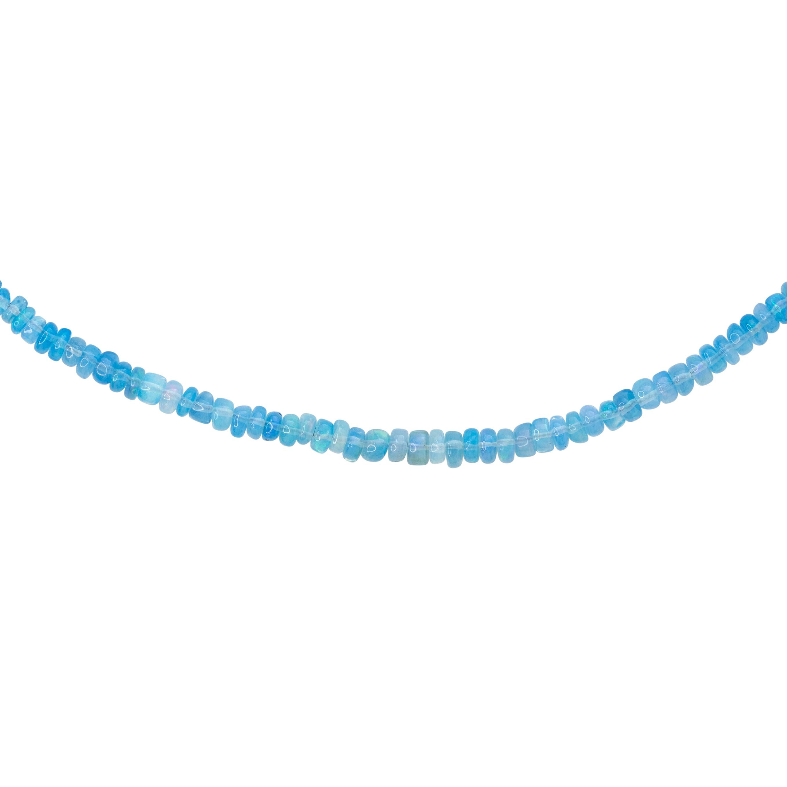 Artisan Blue Opal Necklace 14K Gold -by Bombyx House For Sale