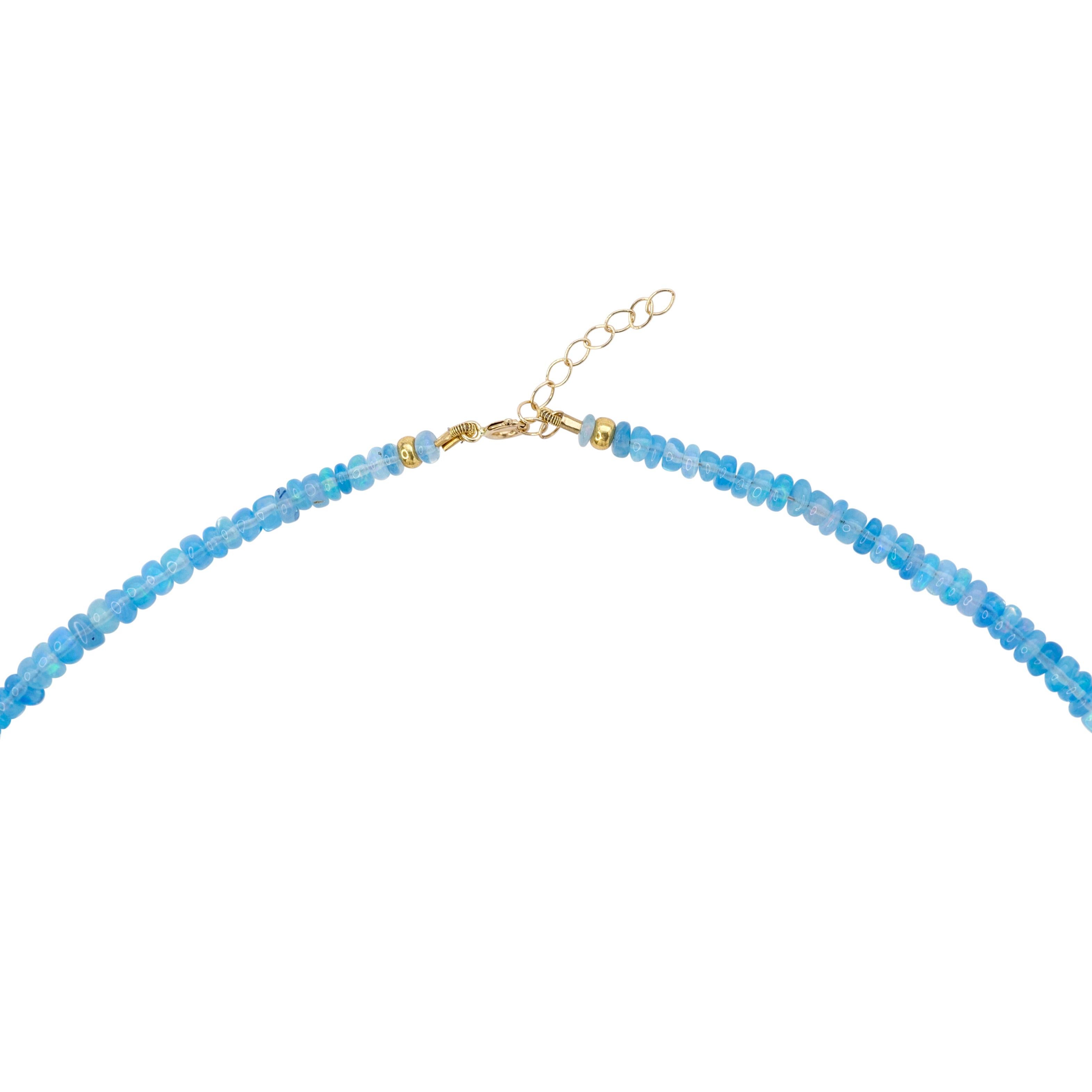 Bead Blue Opal Necklace 14K Gold -by Bombyx House For Sale