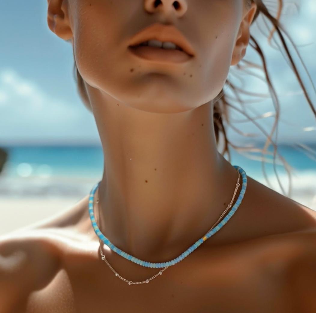 Donna Collana di opale blu in oro 14K - da Bombyx House in vendita