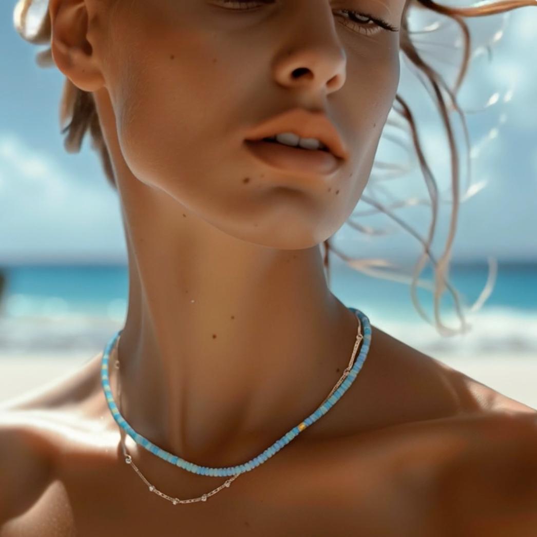 Collana di opale blu in oro 14K - da Bombyx House in vendita 1