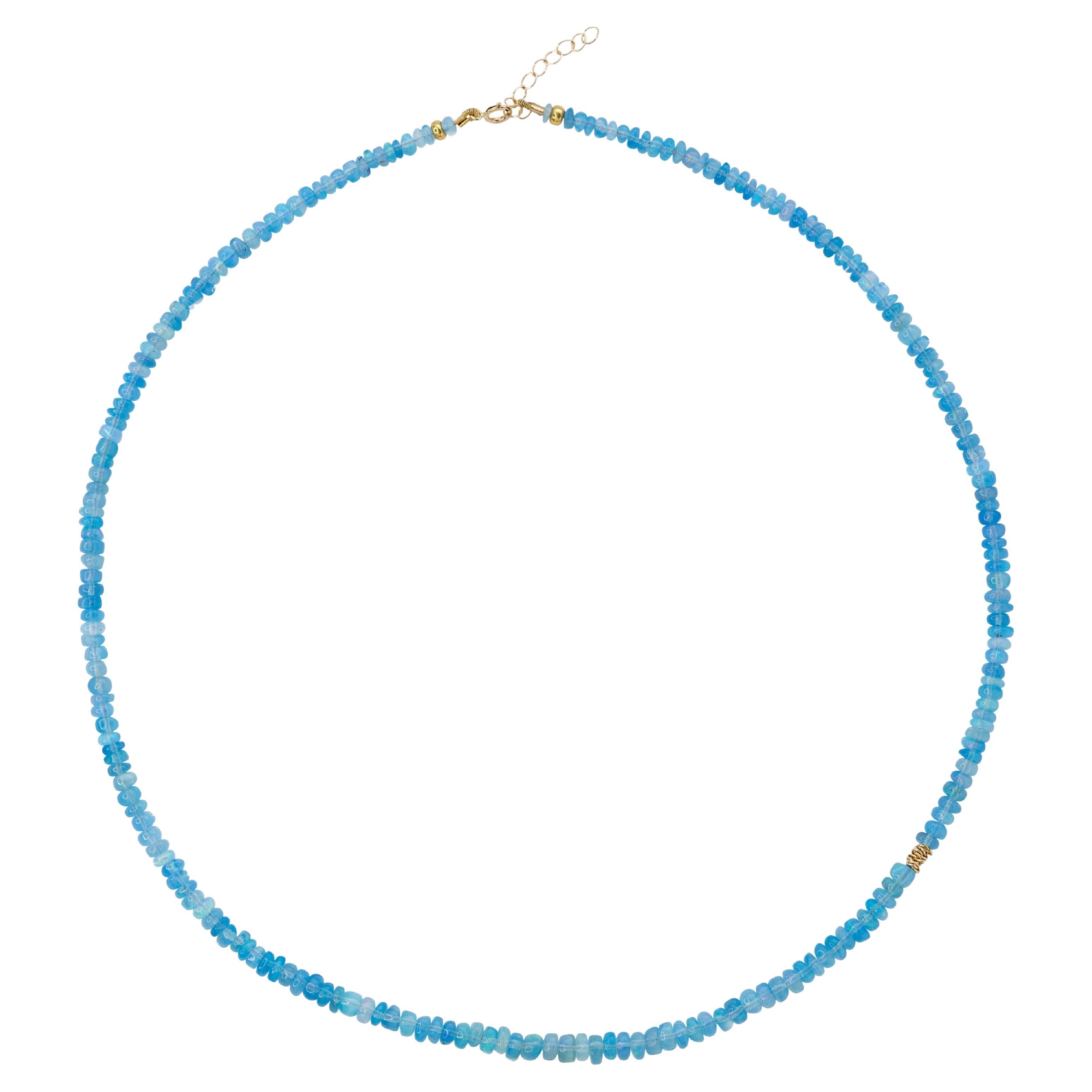 Blue Opal Necklace 14K Gold -by Bombyx House For Sale