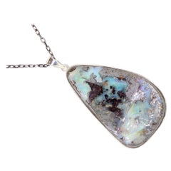 Blue Opal Pendant Fashion Necklace 925 Sterling Silver