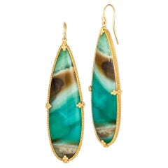Blue Opal Petrified Wood Earrings