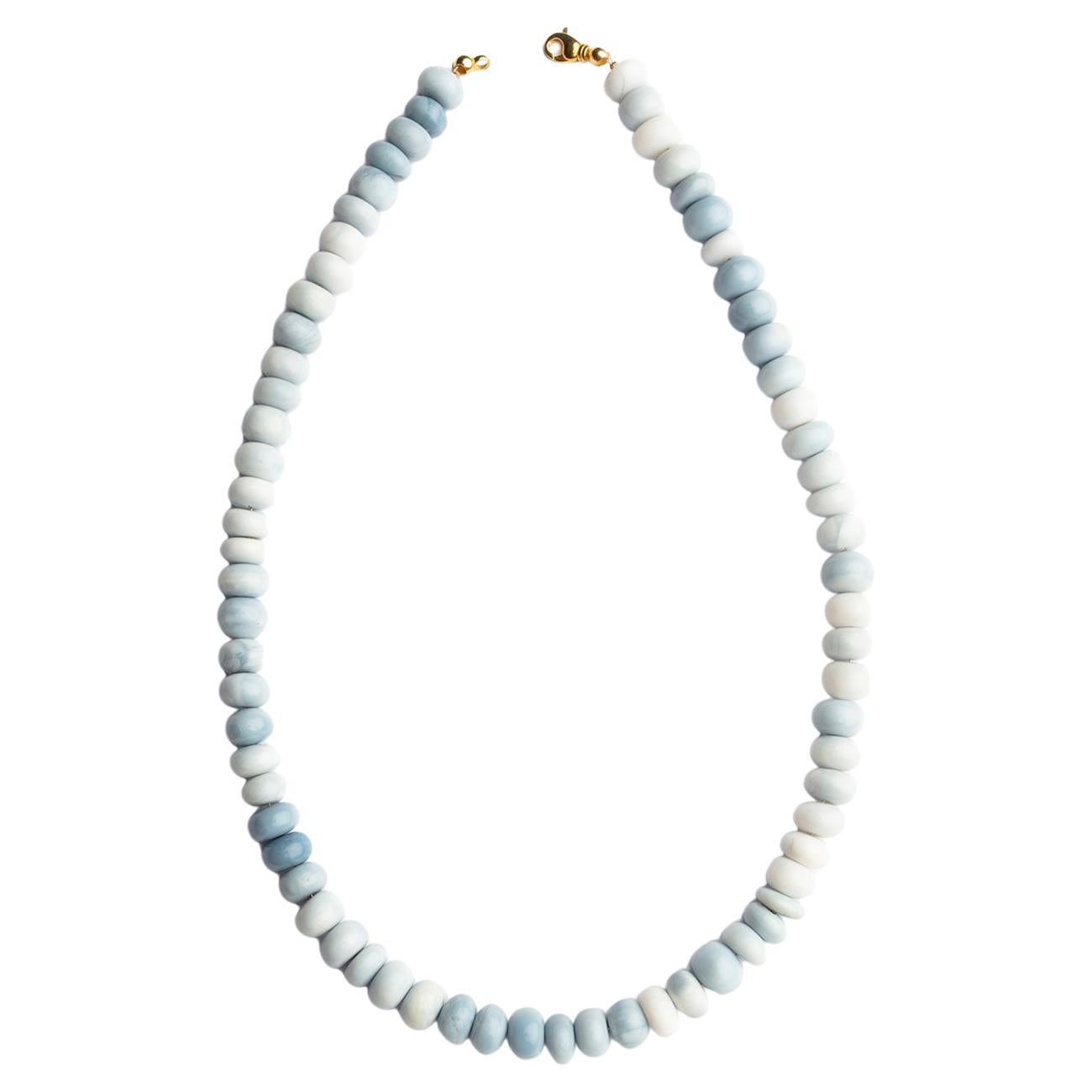 Blue Opal Rondelle Cut Gemstone Necklace For Sale