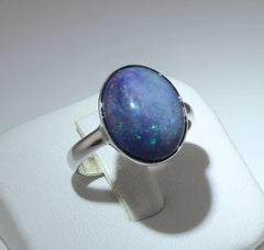 Blue opal silver ring