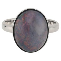 Blue opal silver ring