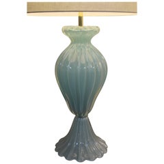 Blue Opaline Cased Murano Lamp