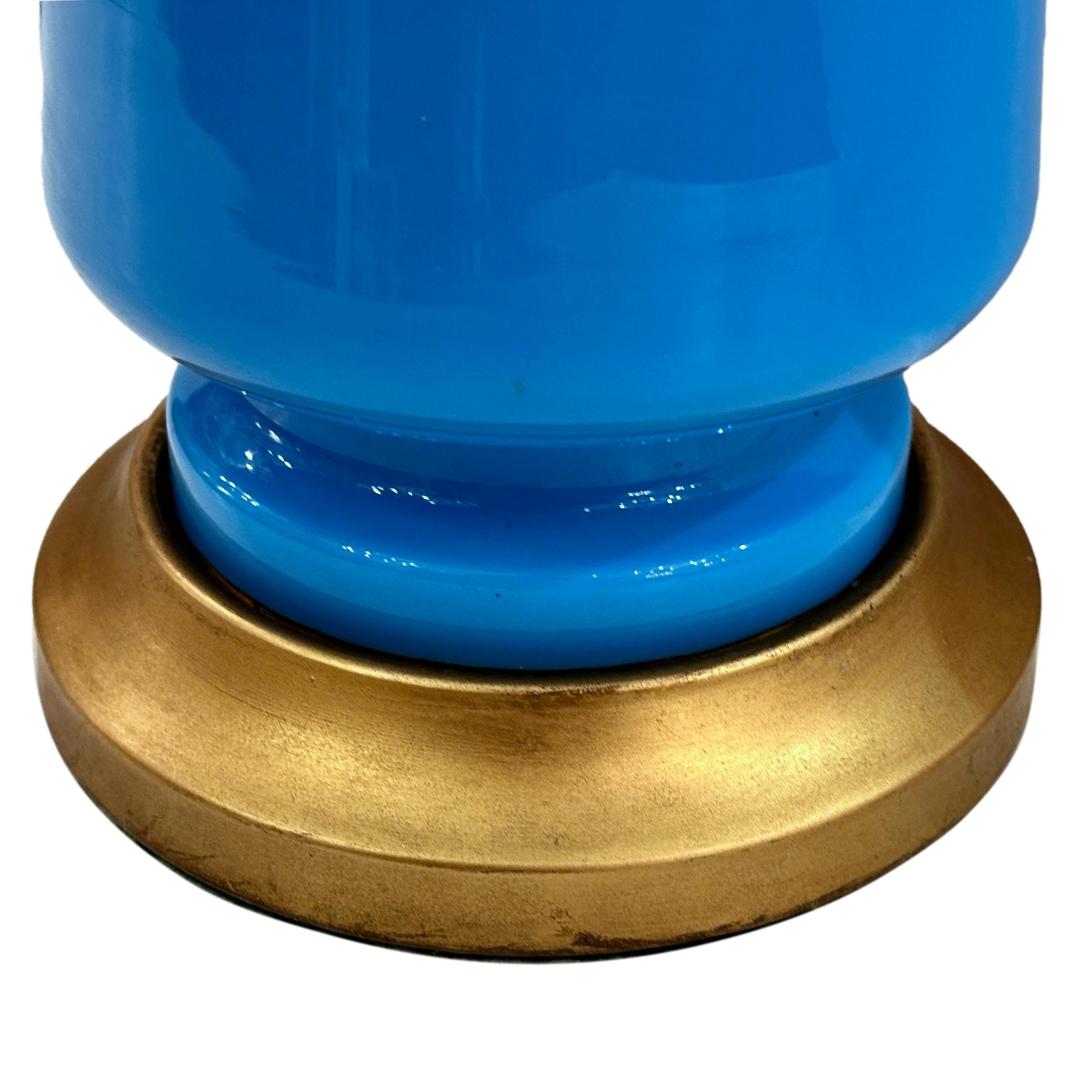 Early 20th Century Blue Opaline Glass Lamp For Sale