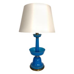 Blue Opaline Glass Lamp