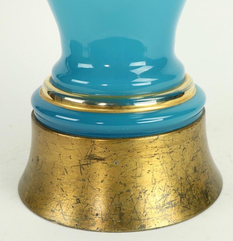 Blue Opaline Glass Table Lamp 3