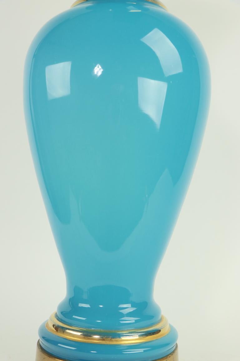 Blue Opaline Glass Table Lamp 6