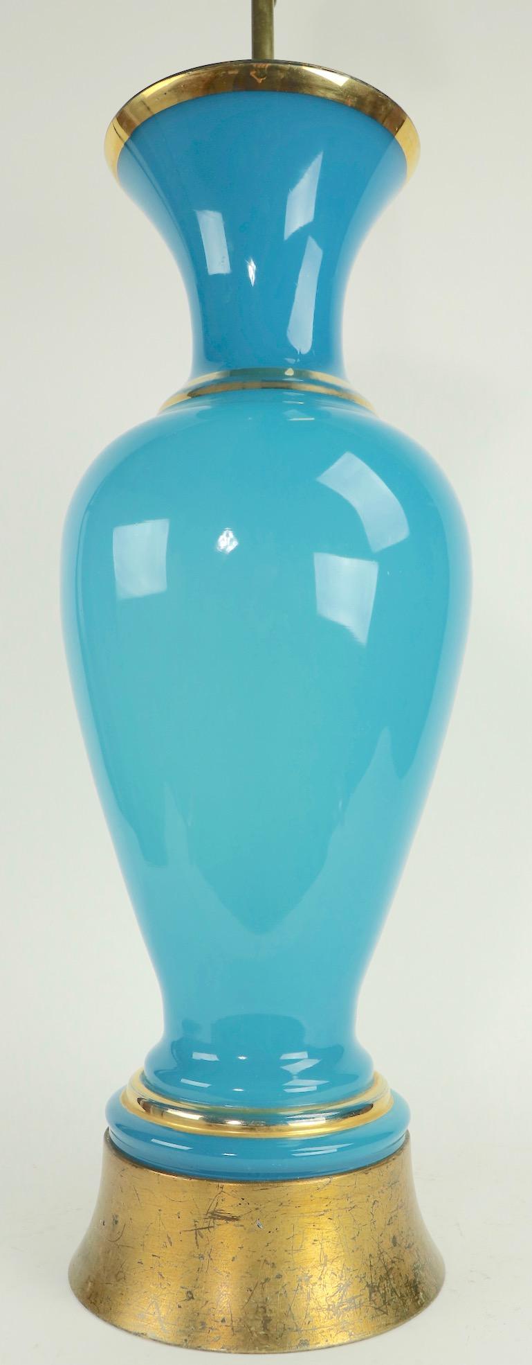 Blue Opaline Glass Table Lamp 7