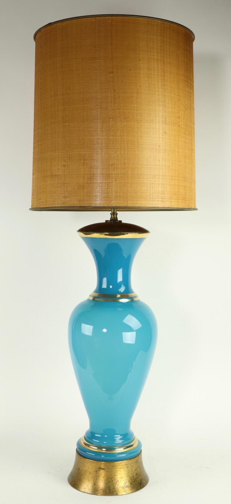Blue Opaline Glass Table Lamp 8