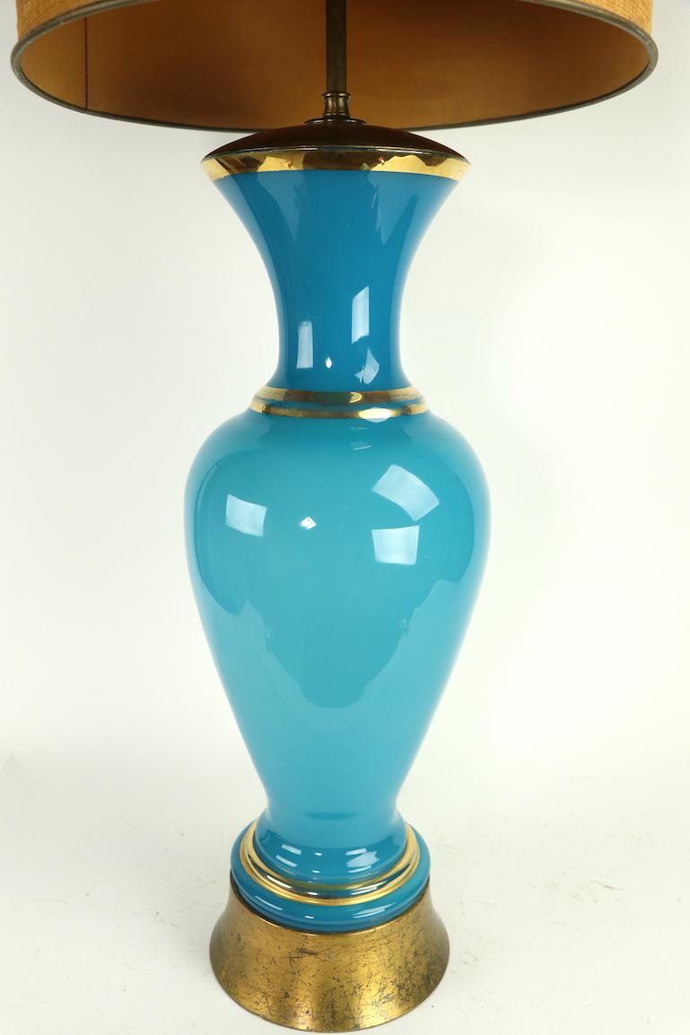 Blue Opaline Glass Table Lamp 9