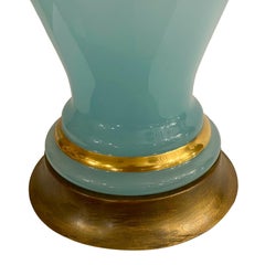 Blue Opaline Glass Table Lamp