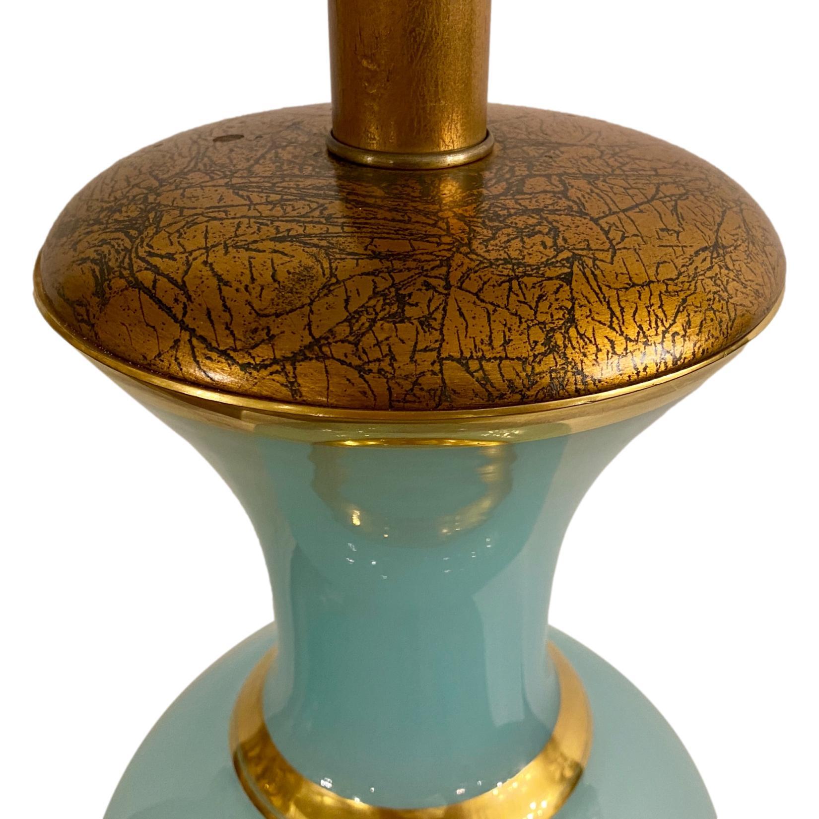 Blue Opaline Glass Table Lamp In Good Condition For Sale In New York, NY