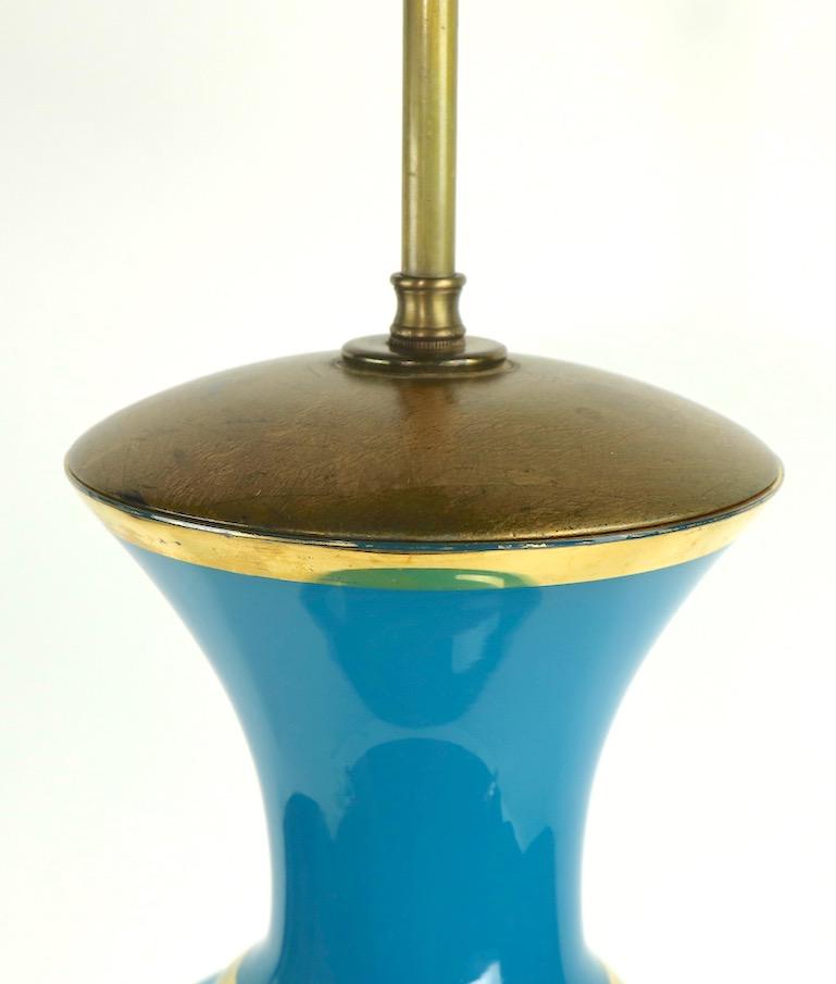 Blue Opaline Glass Table Lamp In Good Condition In New York, NY
