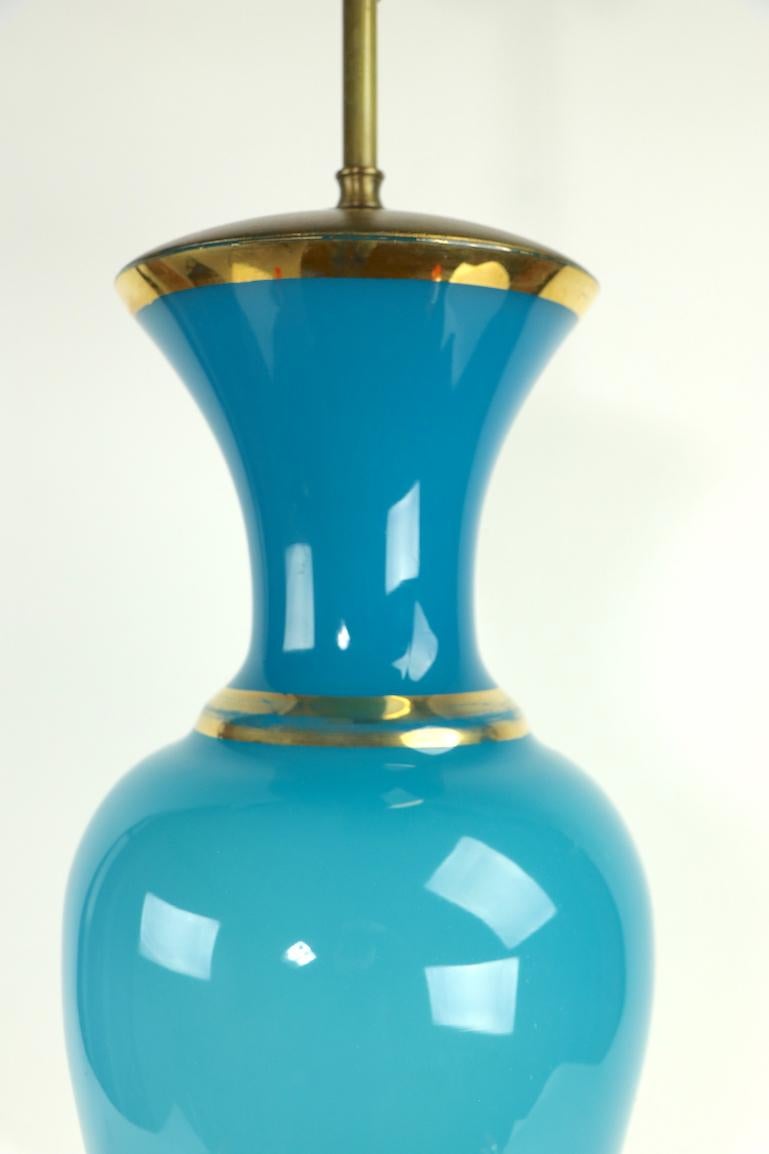 Blue Opaline Glass Table Lamp 1