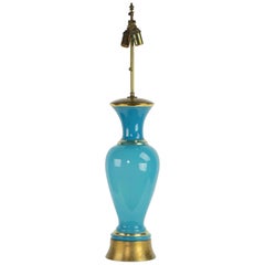 Blue Opaline Glass Table Lamp