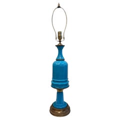 Used Blue Opaline Glass Table lamp
