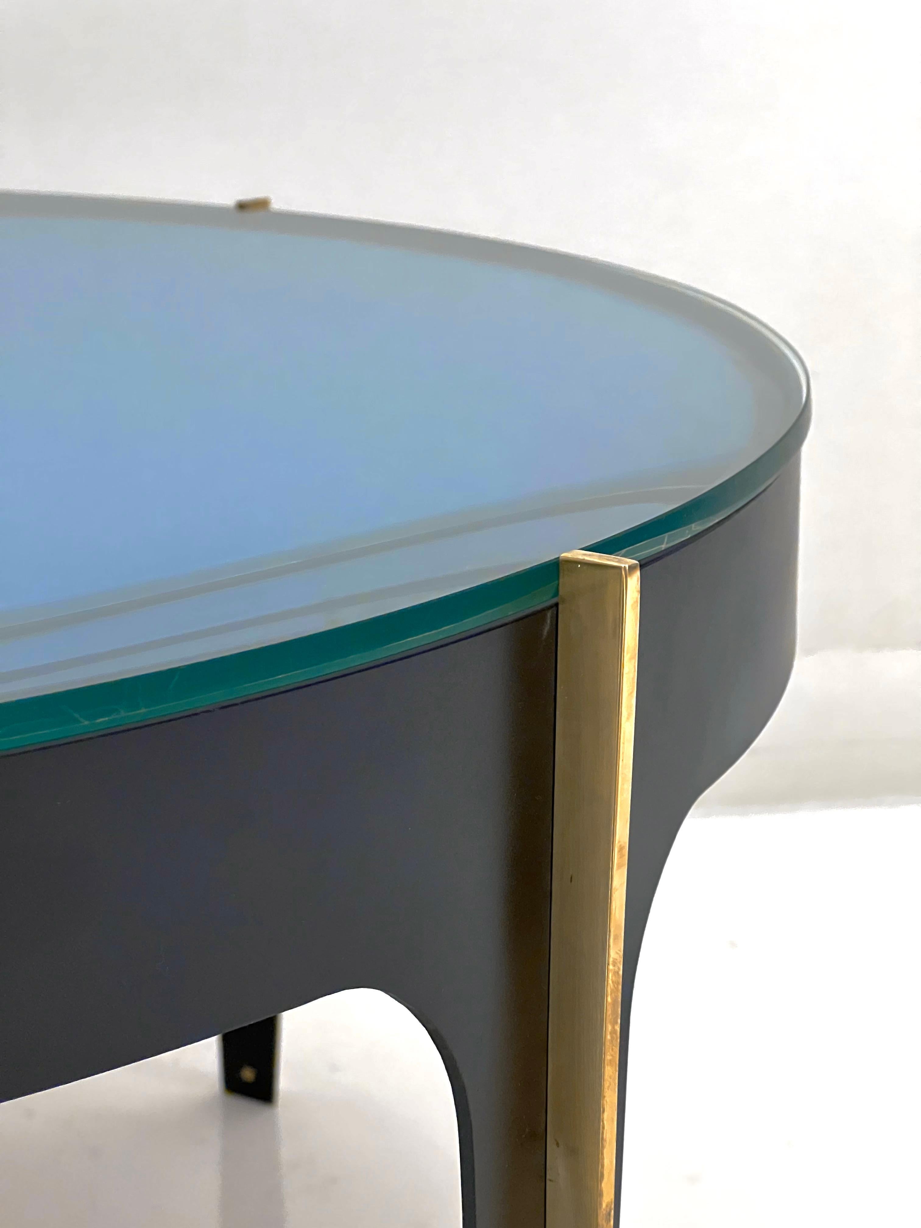 Contemporary Blue Optical Glass Cocktail Table in the style of Max Ingrand For Sale