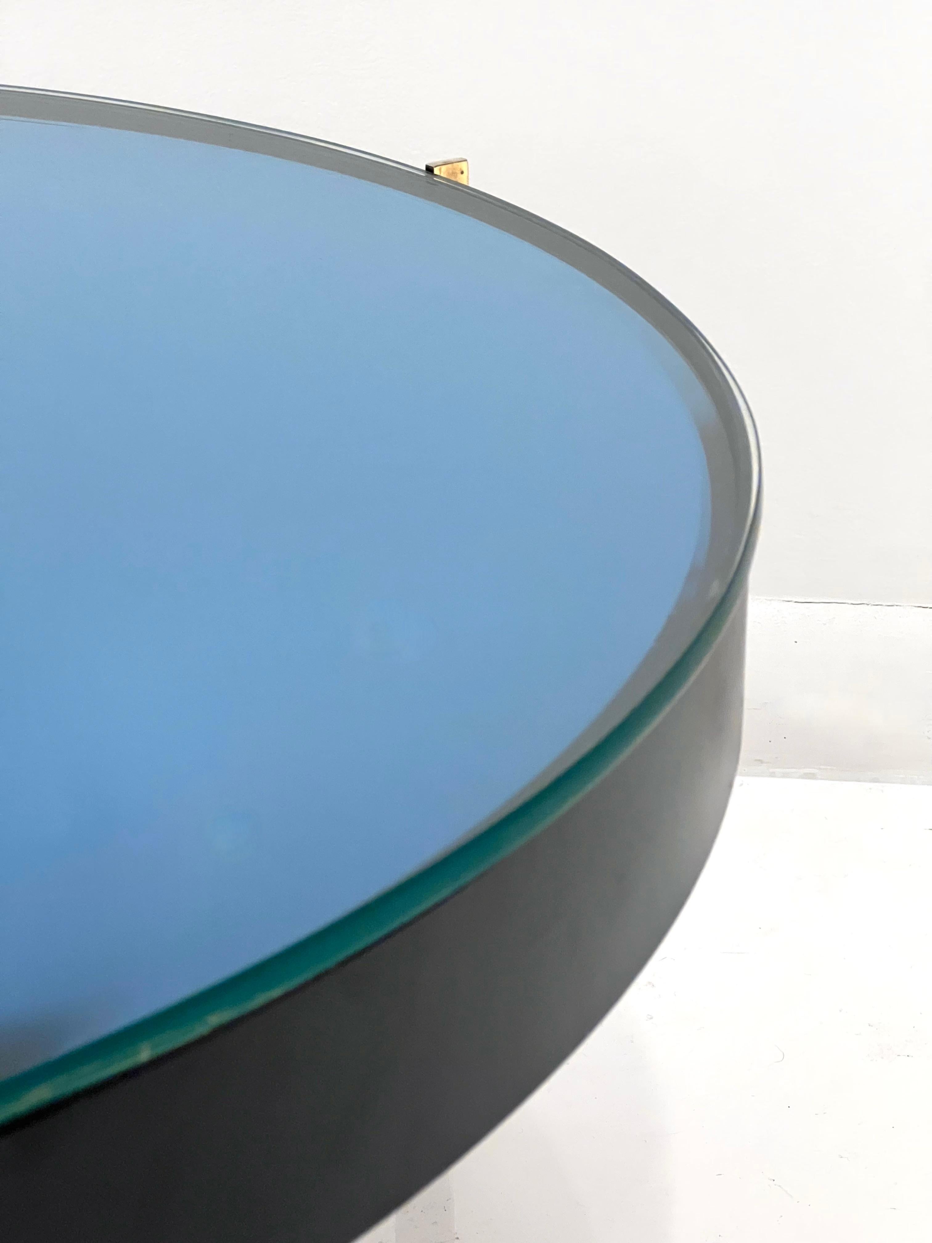 Blue Optical Glass Cocktail Table in the style of Max Ingrand For Sale 1