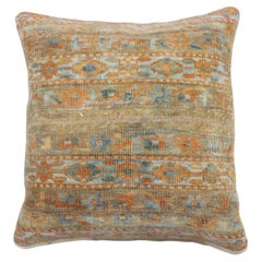 Blue Orange Vintage Persian Malayer Rug Pillow
