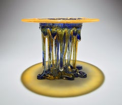 "Blue, Orange, Gold" Jellyfish, Murano Glass, Handmade Italy, 2025 Centerpiece