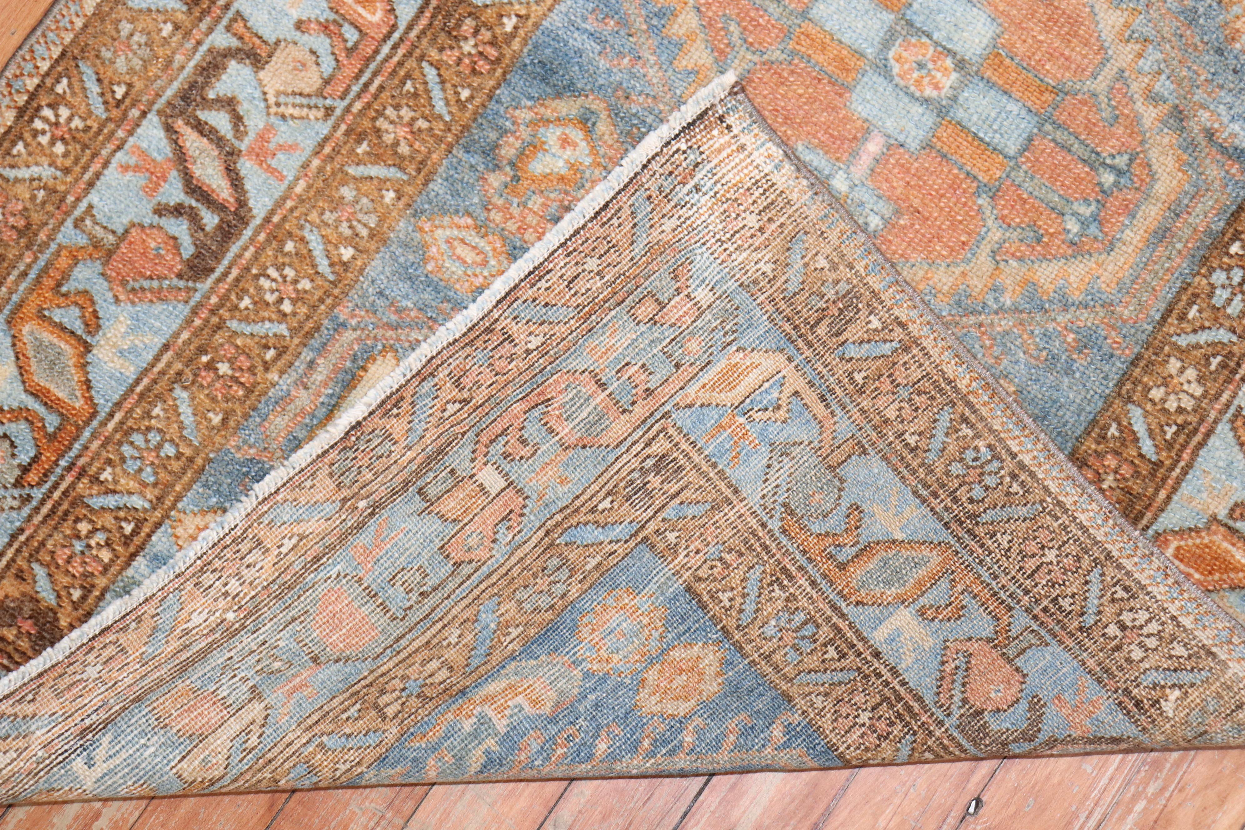 Blue Orange Traditional Persian Malayer Rug In Good Condition For Sale In New York, NY