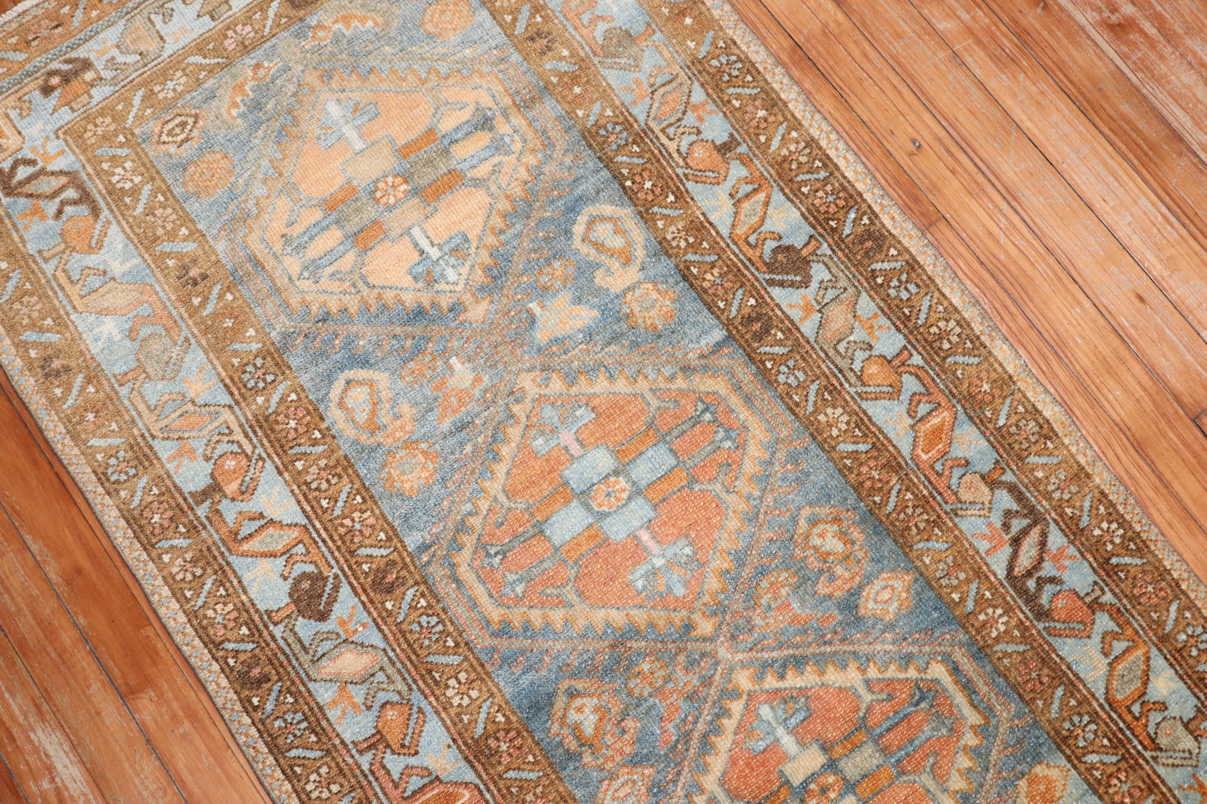 20th Century Blue Orange Traditional Persian Malayer Rug For Sale