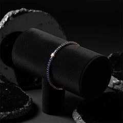 Blue Orbit 14K (or 18k upon request) Gold Slim Sapphire Diamond Accent Bracelet