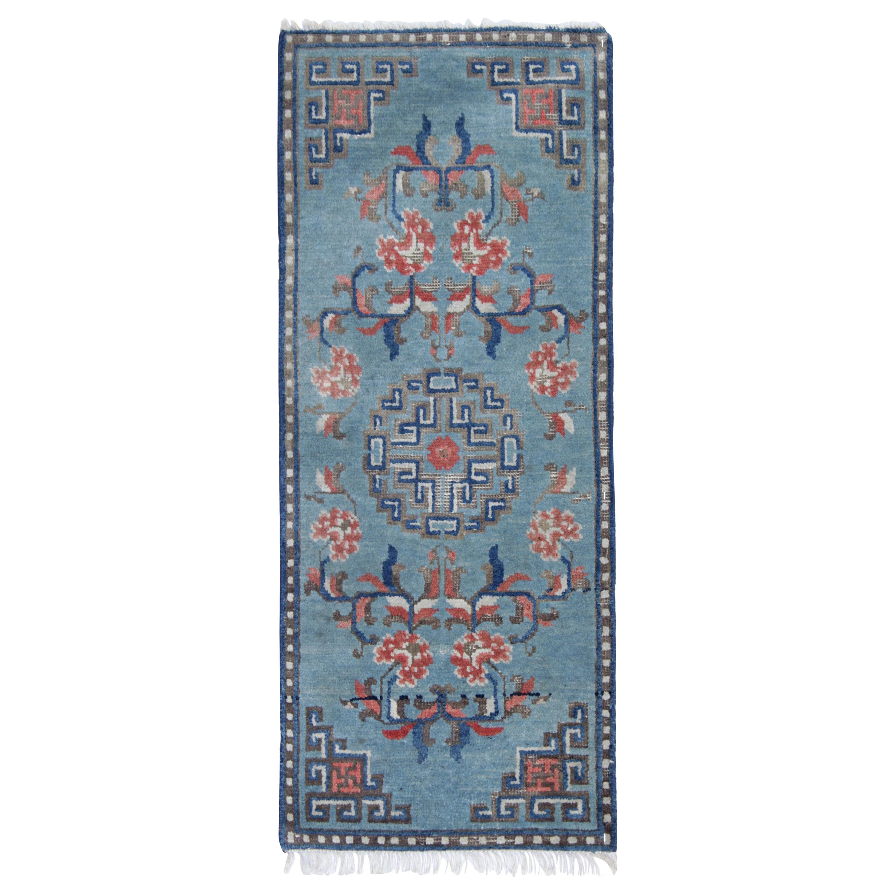 Blue Oriental Rug Antique Rugs, Blue Chinese Rug, Handmade Carpet Runner