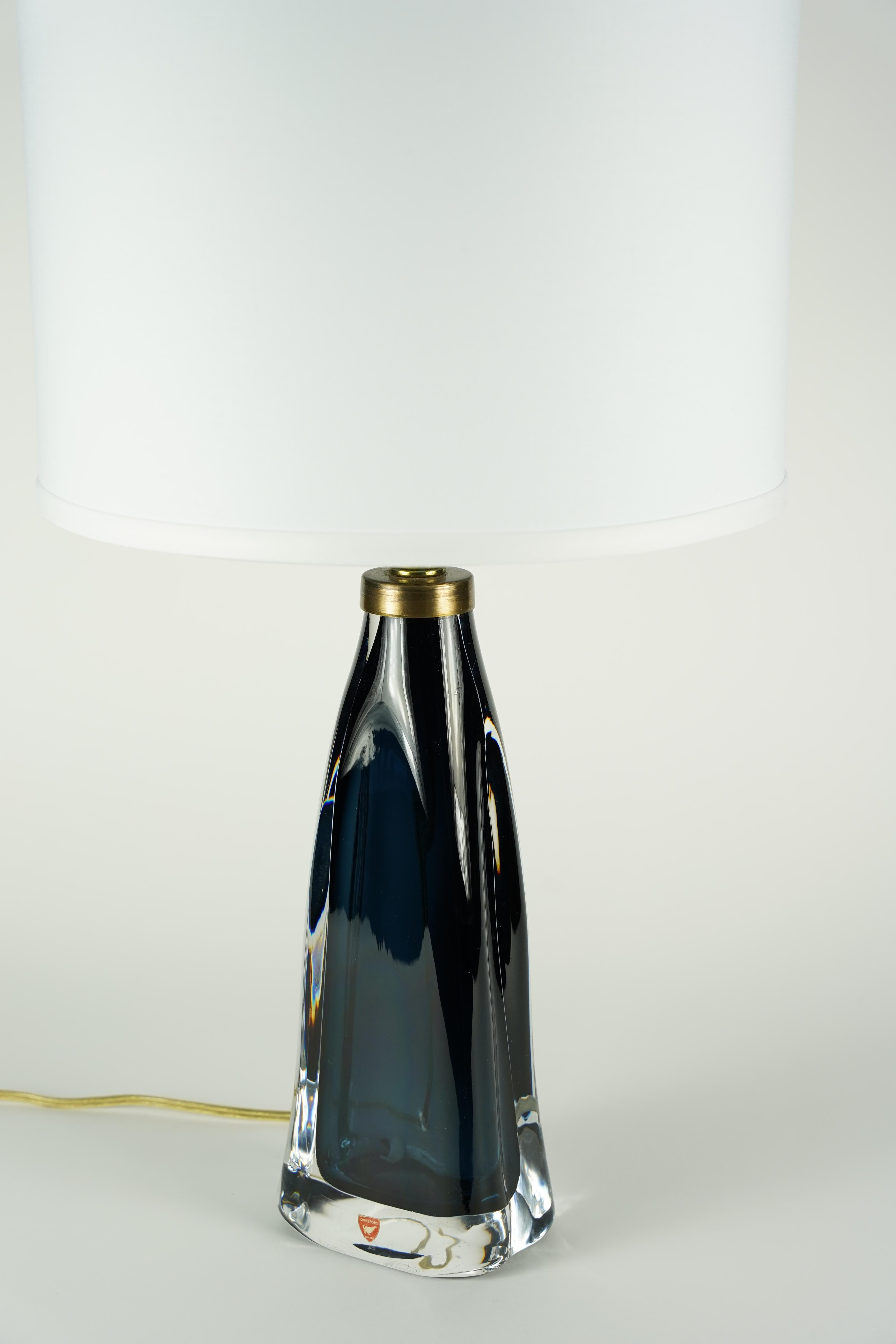 Mid-Century Modern Lampe bleue d'Orrefors, Orrefors, Suède, 1960 en vente