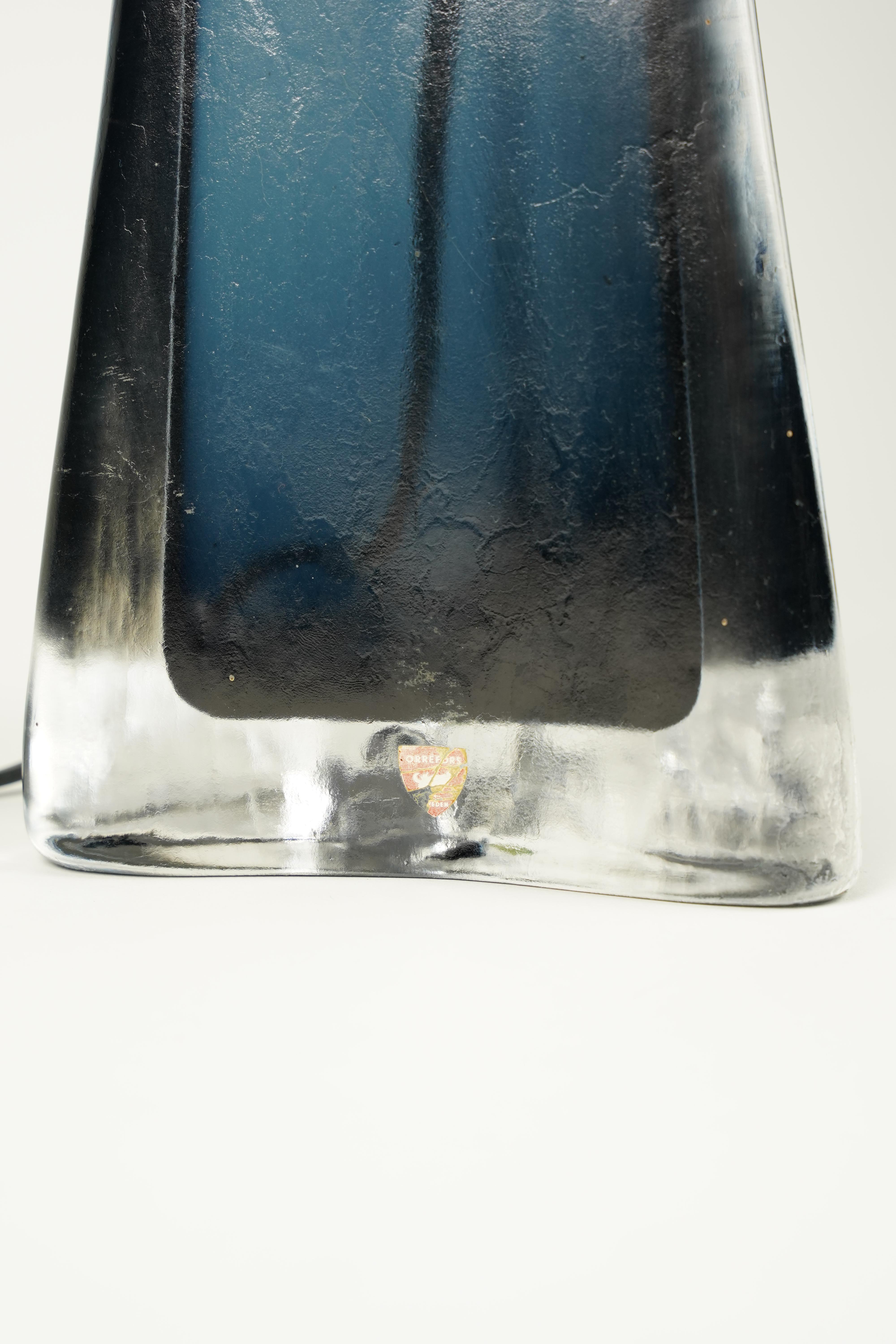 Suédois Lampe bleue d'Orrefors, Orrefors, Suède, 1960 en vente
