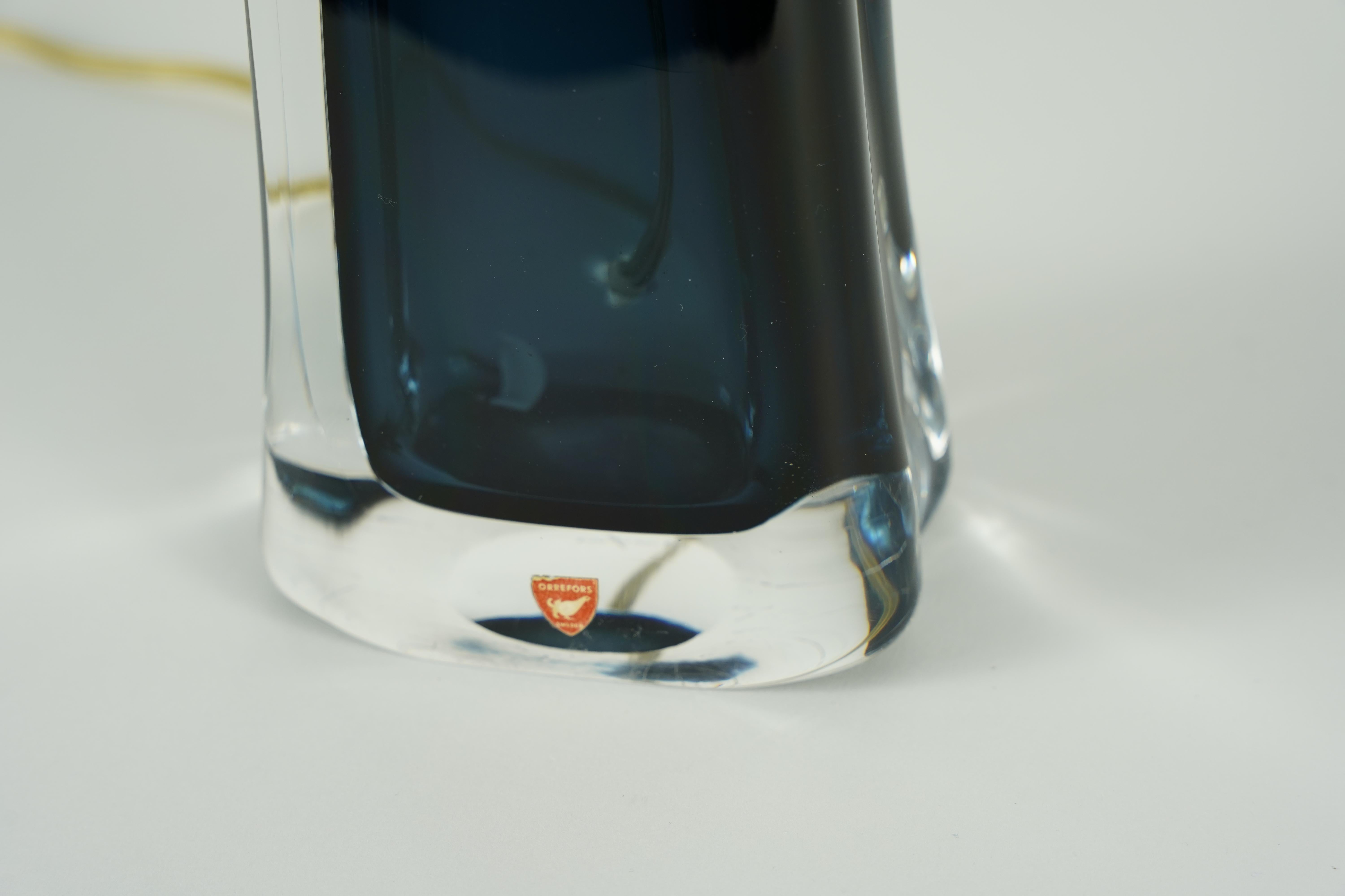 20ième siècle Lampe bleue d'Orrefors, Orrefors, Suède, 1960 en vente