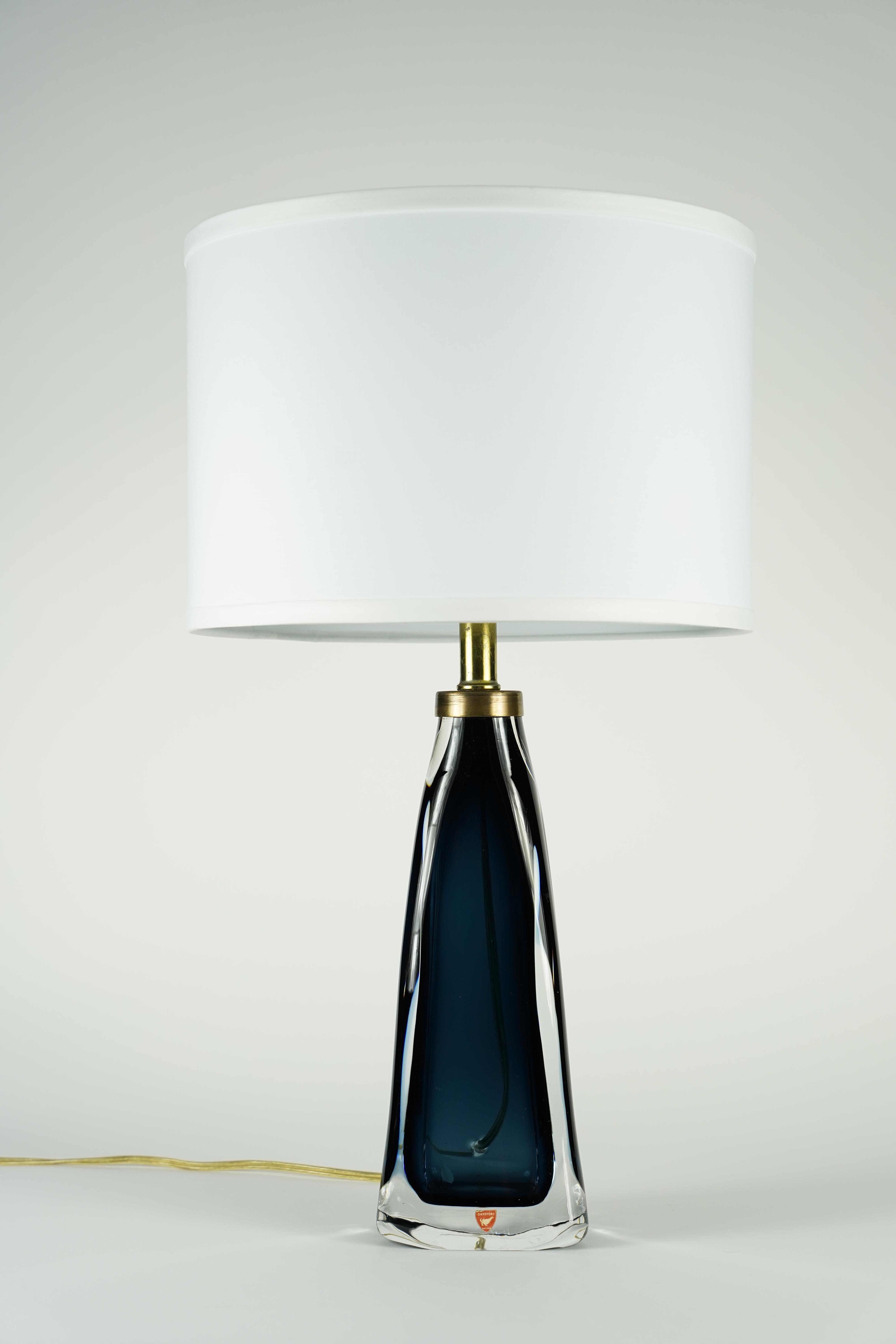 Lampe bleue d'Orrefors, Orrefors, Suède, 1960 en vente 1