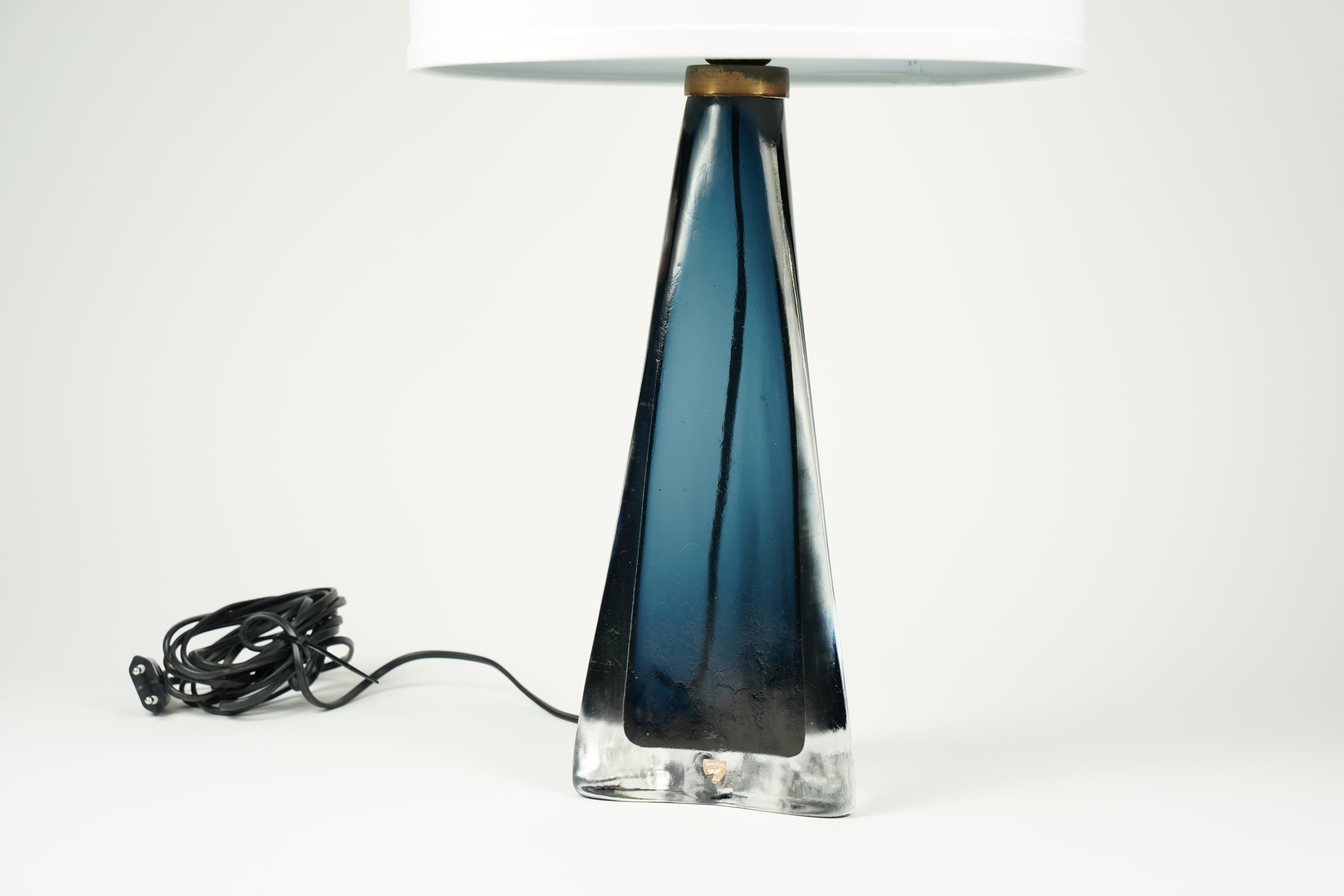 Lampe bleue d'Orrefors, Orrefors, Suède, 1960 en vente 1