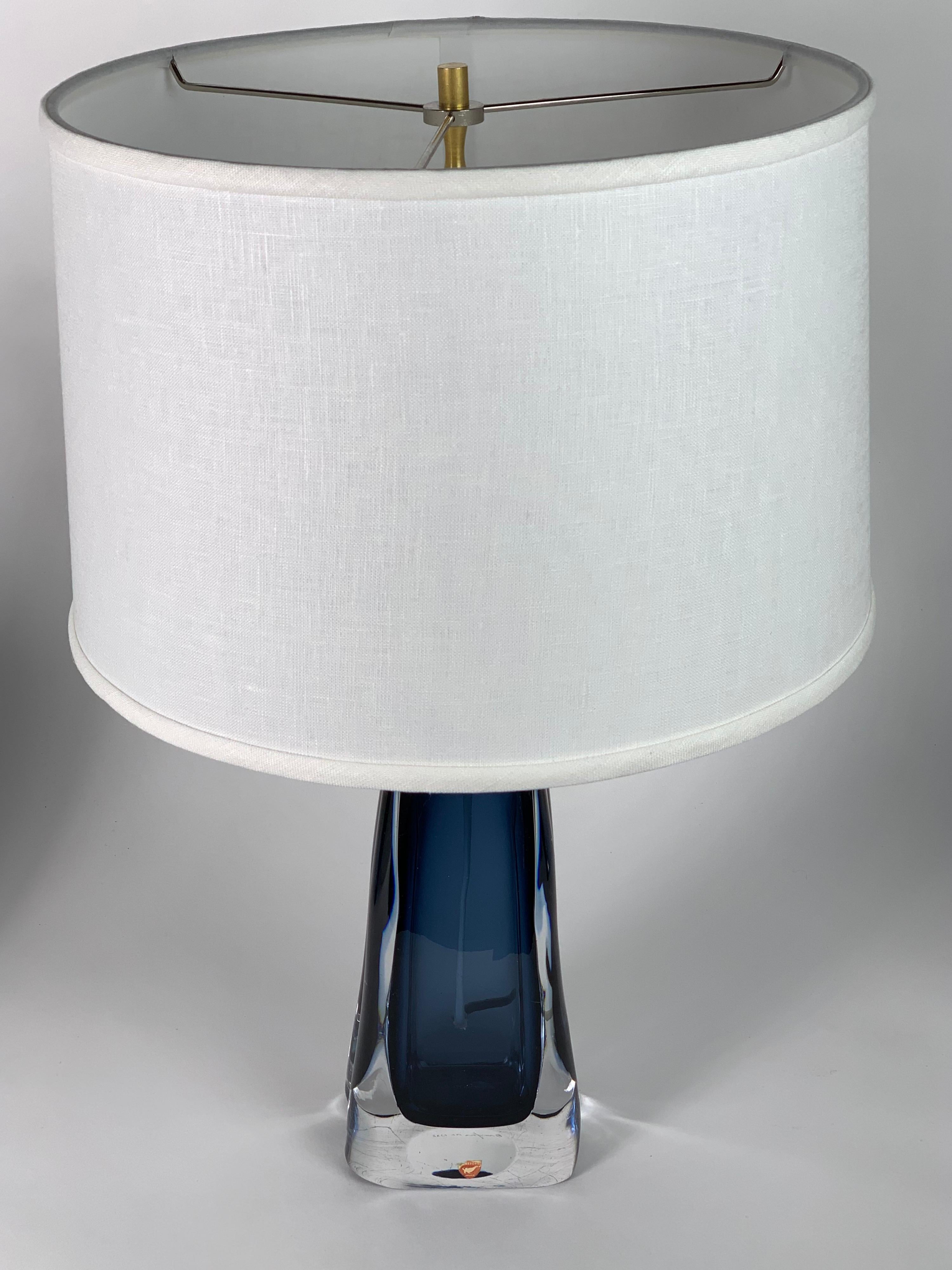 Mid-Century Modern Blue Orrefors Lamps, Orrefors, Sweden, 1960 For Sale