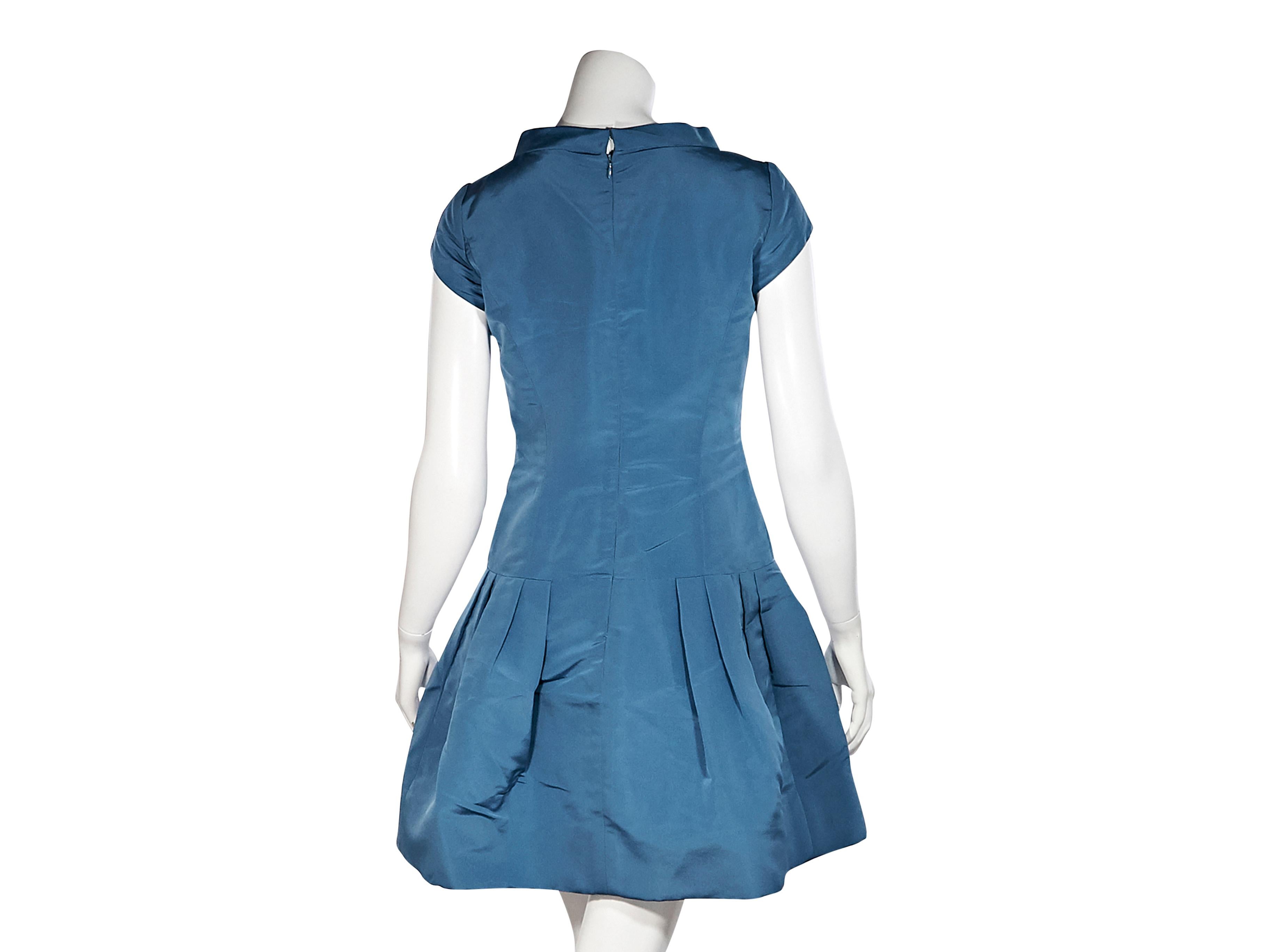 Oscar De La Renta Blue Taffeta Mini Dress In Good Condition In New York, NY
