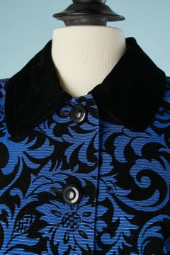 Blue Ottoman jacket with black velvet arabesque Givenchy Nouvelle Boutique