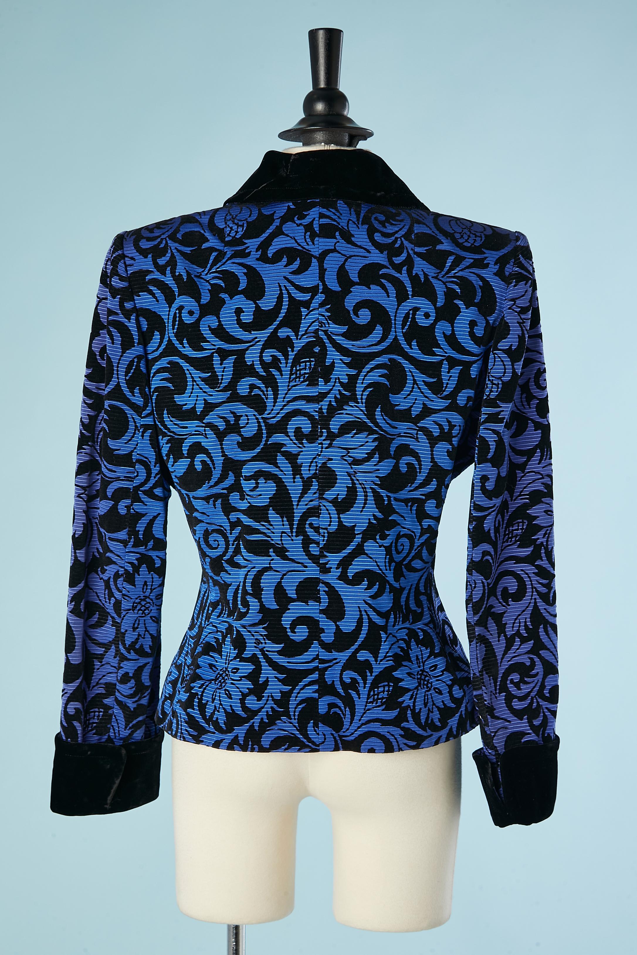 Women's Blue Ottoman jacket with black velvet arabesque Givenchy Nouvelle Boutique 