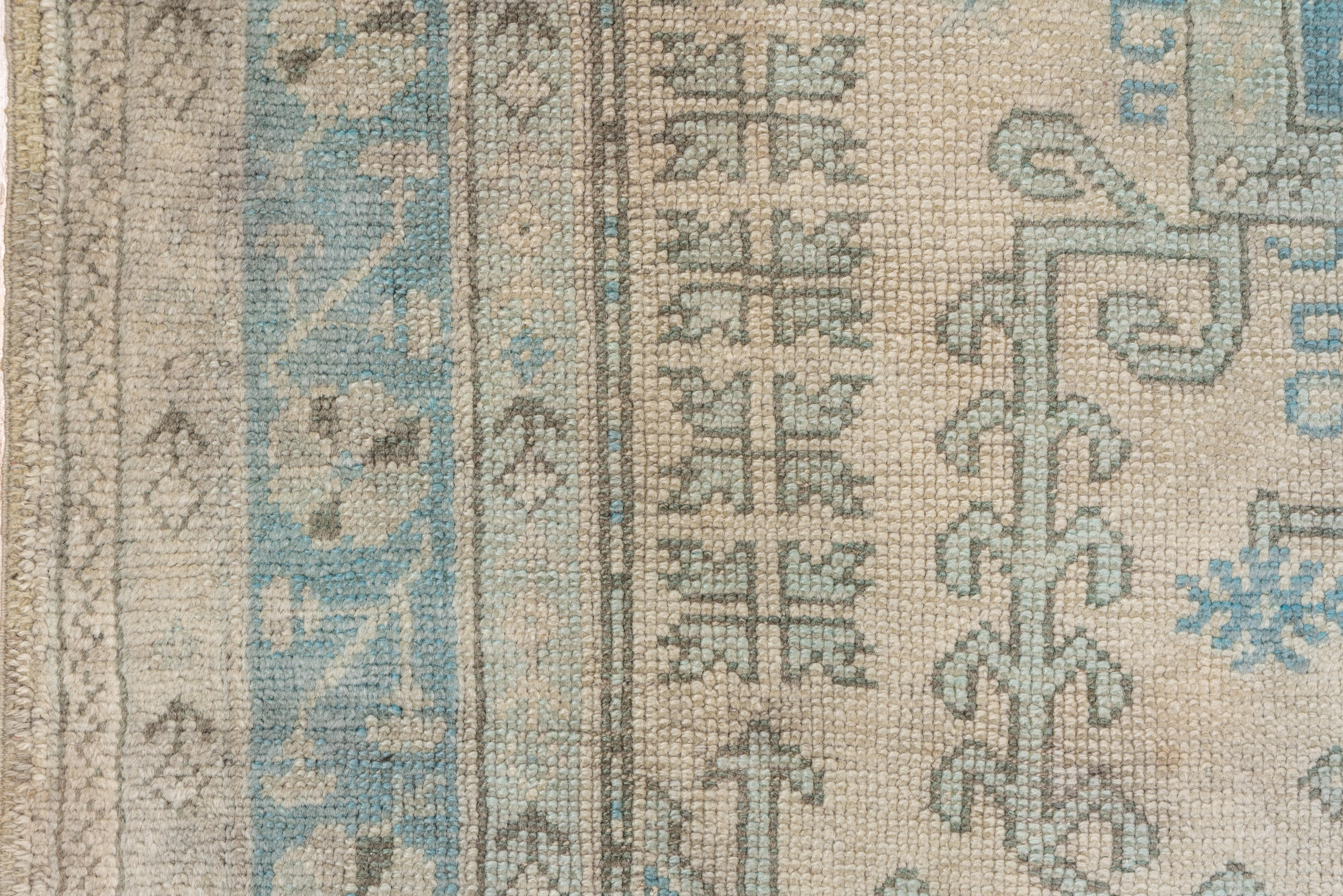 Wool Blue Oushak Carpet, circa 1910s For Sale