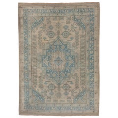 Blauer Oushak-Teppich, ca. 1910er Jahre