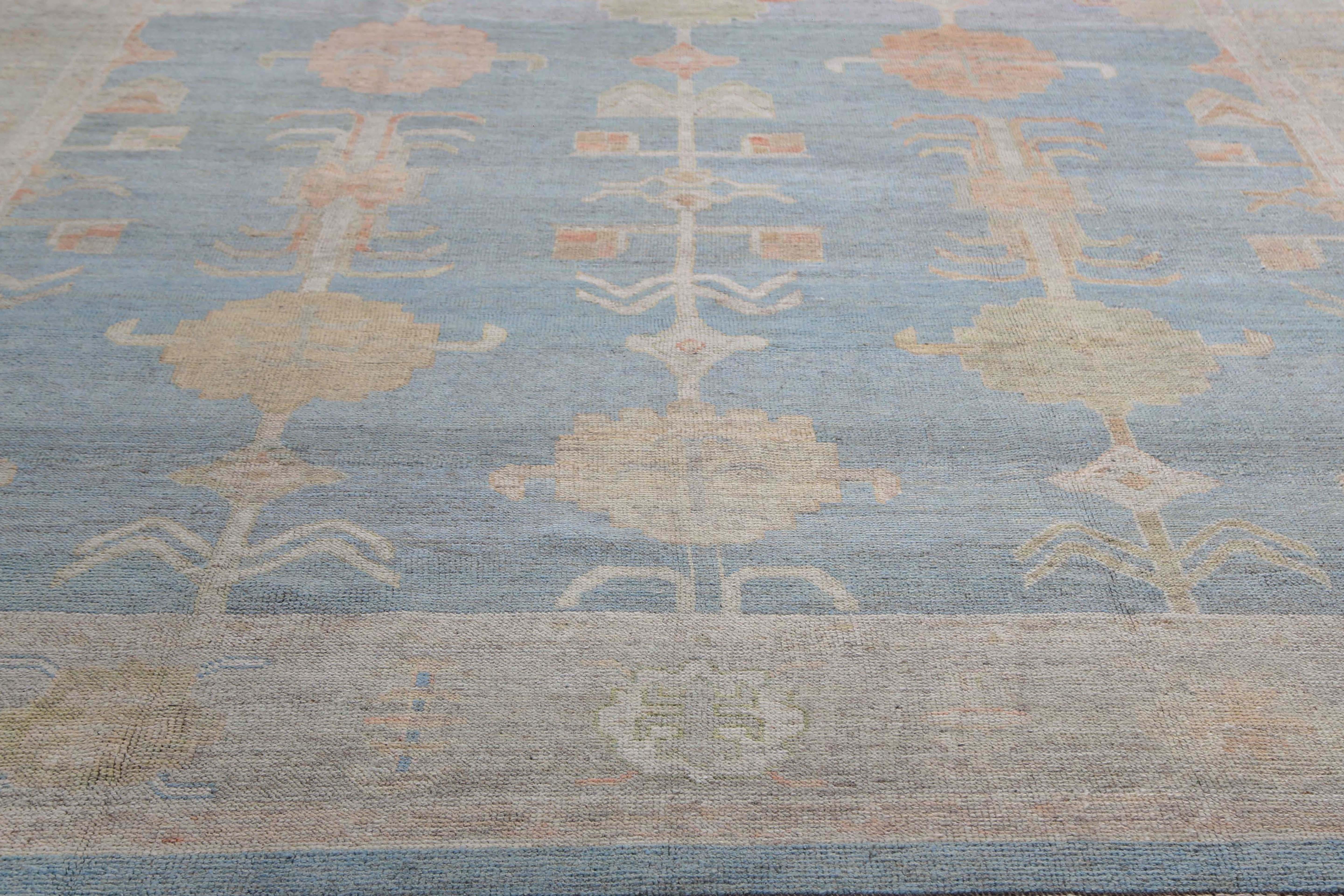Blue Oushak Rug From Turkey For Sale 1