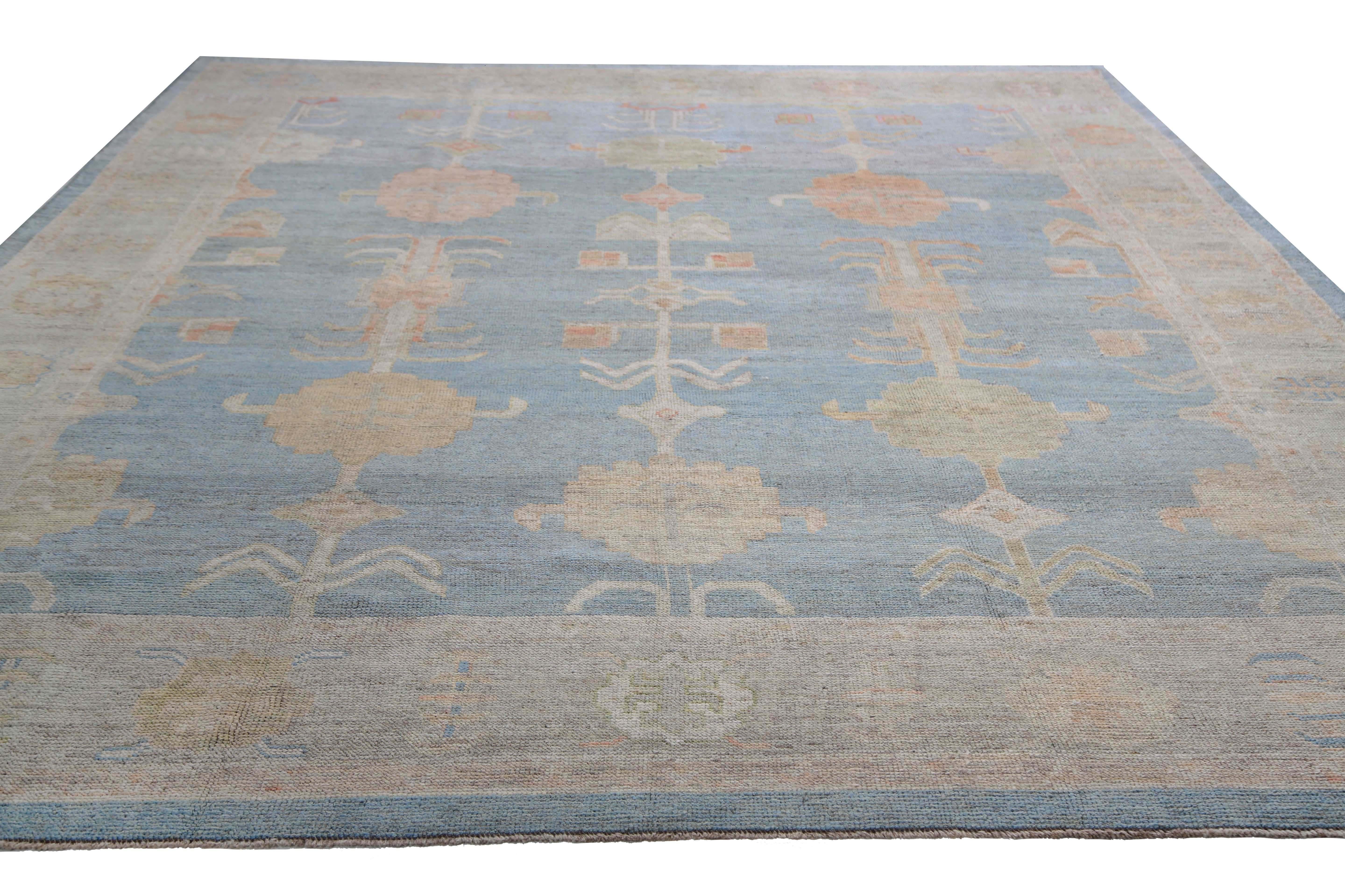 Blue Oushak Rug From Turkey For Sale 2