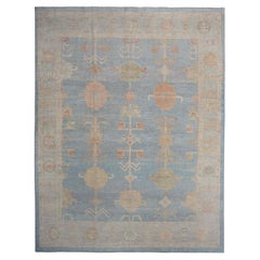 Blue Oushak Rug From Turkey