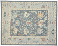 Blue Oushak Rug, Quiet Sophistication Meets Coastal Serenity