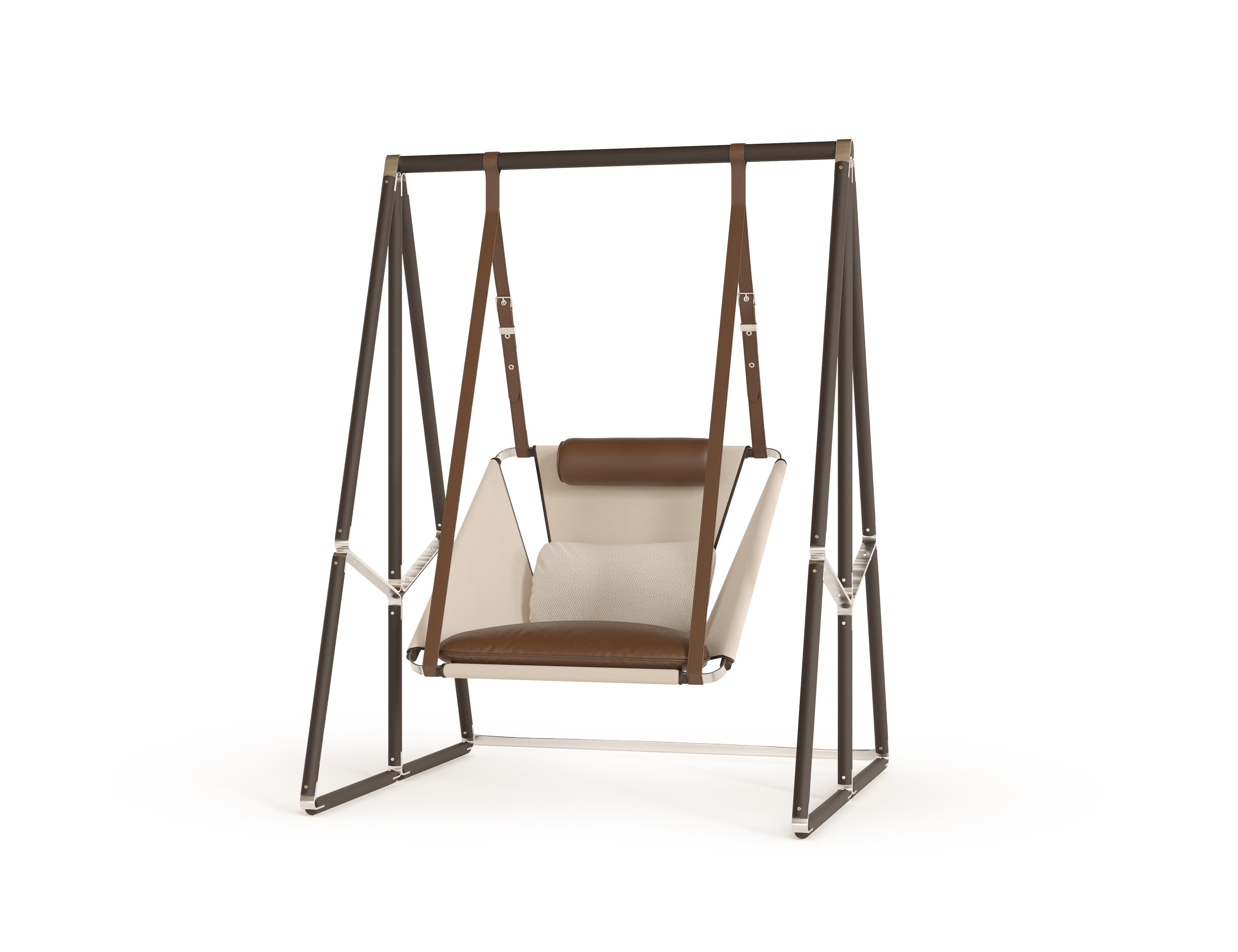 Portoghese Blue Outdoor Swing with Patterned Pillows in vendita